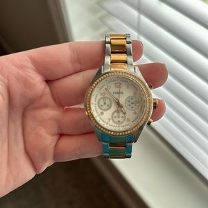 Fossil Women’s Watch (Silver/Rose Gold with diamonds around watch face)
